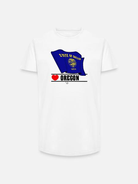 Drapeau Oregon coeur OREGON - T-shirt coupe longue homme - blanc