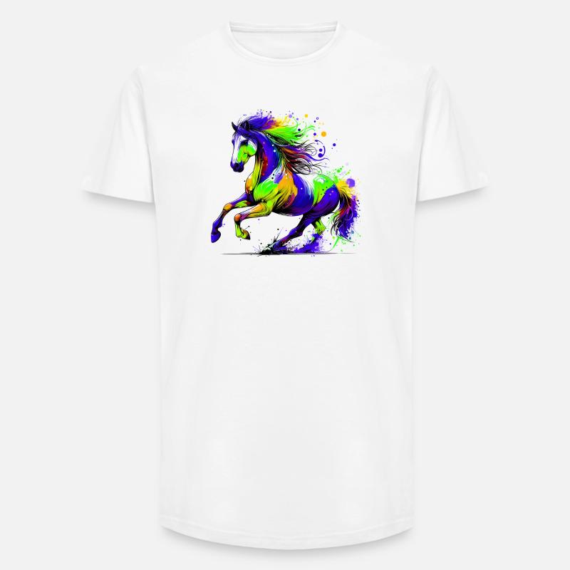 Pferd - Long Fit Männer T-Shirt - Weiß