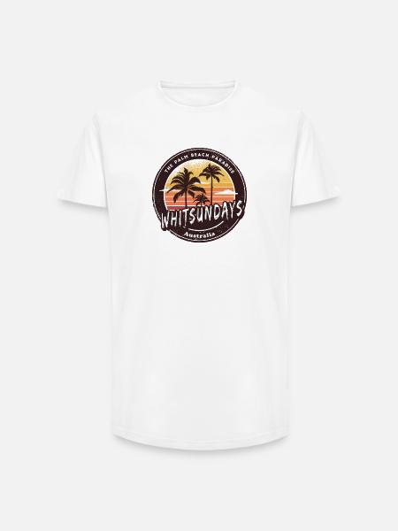 Whitsundays Australia Palm Trees Design - Long Fit Men's T-Shirt - white