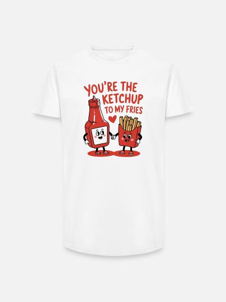 Du er ketchup til mine pommes frites - Long fit herre T-shirt - hvid