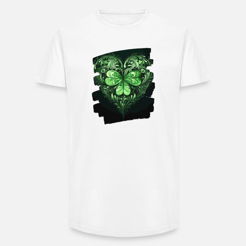 St. Patricks day Kleeblatt Herz - Long Fit Männer T-Shirt - Weiß