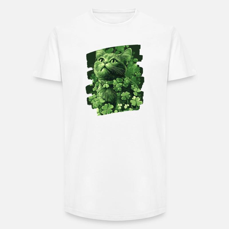 St Patricks day Katze - Long Fit Männer T-Shirt - Weiß
