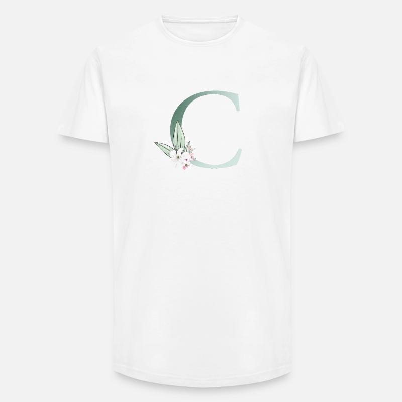 C Monogram, Floral, Customizable - Long Fit Men's T-Shirt - white