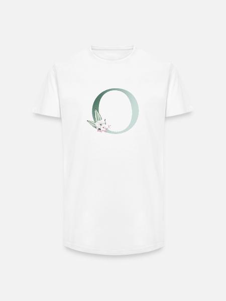 O Monogram, Floral, Customizable - Long Fit Men's T-Shirt - white