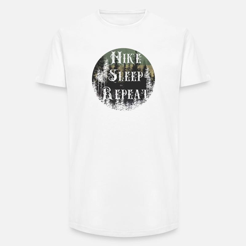 Make Sleep Repeat – Waldsilhouette Rund - Long Fit Männer T-Shirt - Weiß