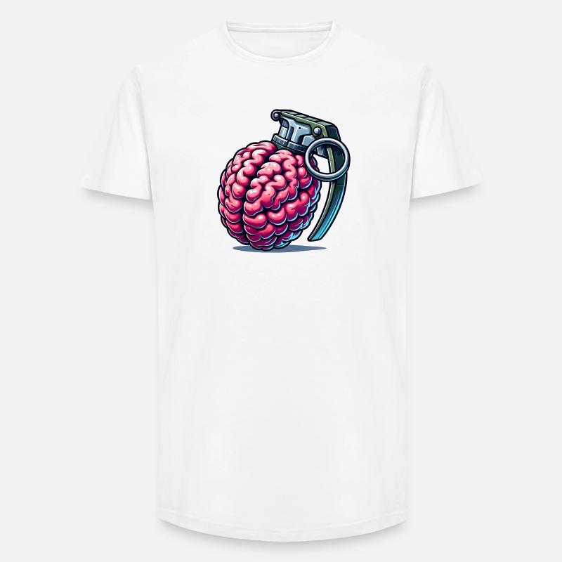 Brain Grenade – Explosive Thoughts - Long Fit Men's T-Shirt - white