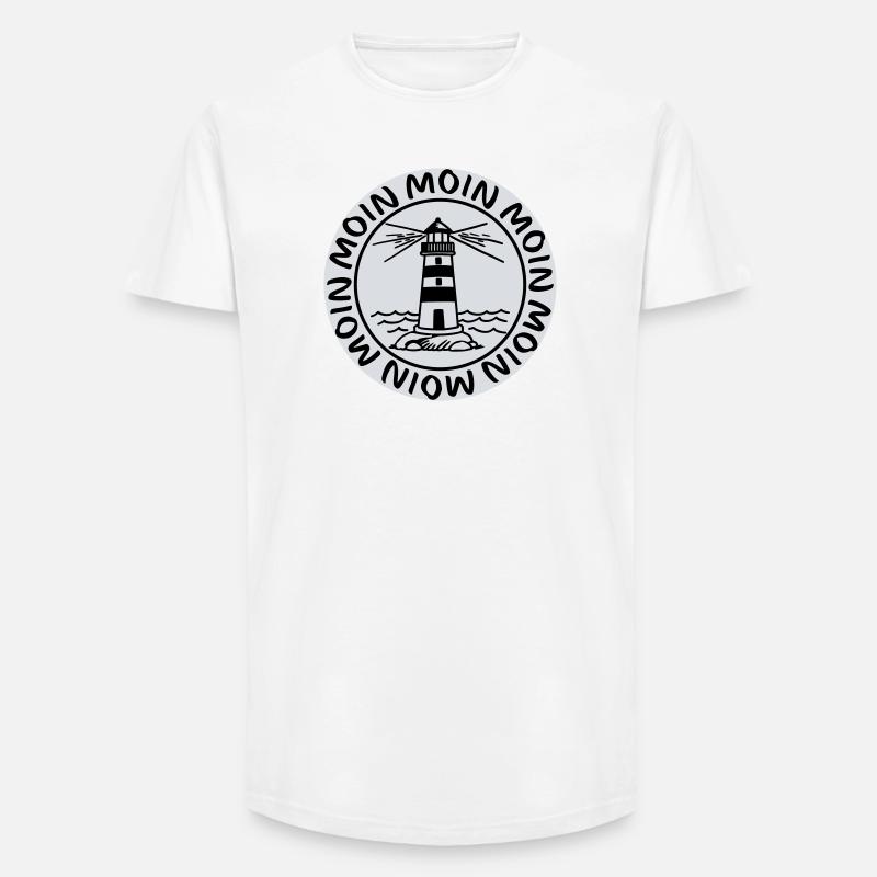 Moin Moin Leuchtturm – Maritimes Küsten Design - Long Fit Männer T-Shirt - Weiß