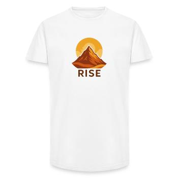 Rise – Powerful as the Morning - Long Fit Men's T-Shirt - white - Front - AI Model Male 185 light (185cm)