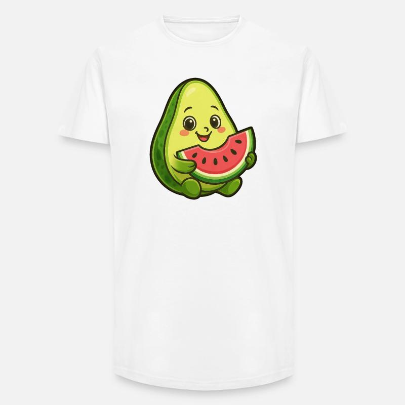 Avocado Melone Wassermelone Sommer Frucht Design - Long Fit Männer T-Shirt - Weiß