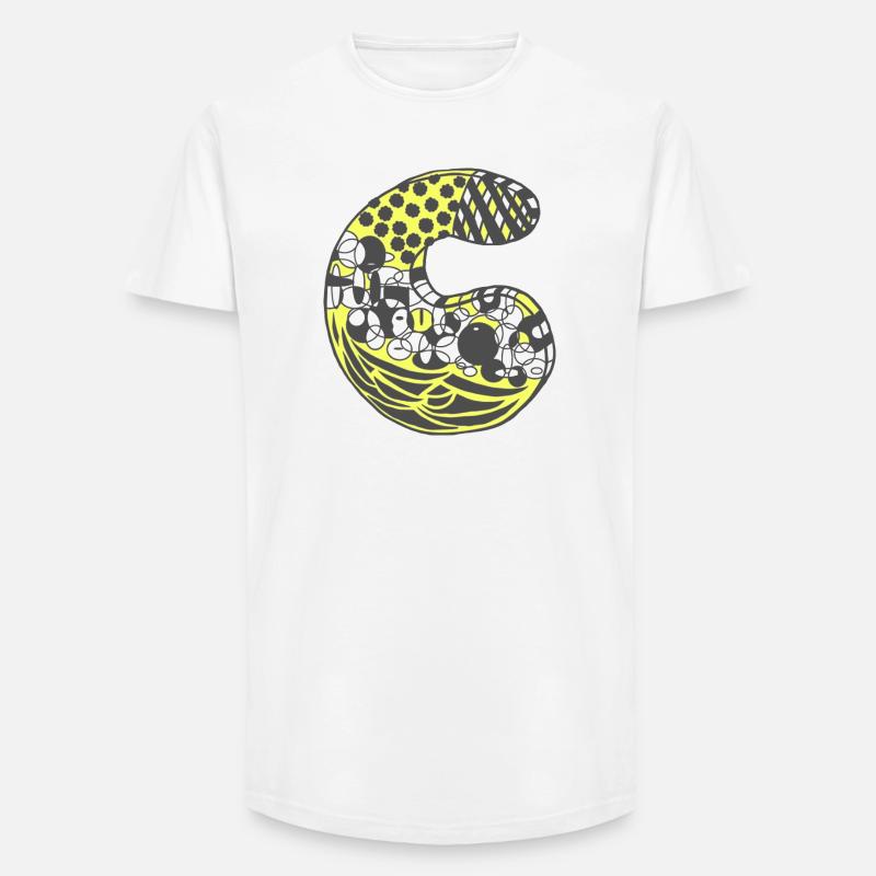 Buchstabe C mit Charakter in gelb - Long Fit Männer T-Shirt - Weiß
