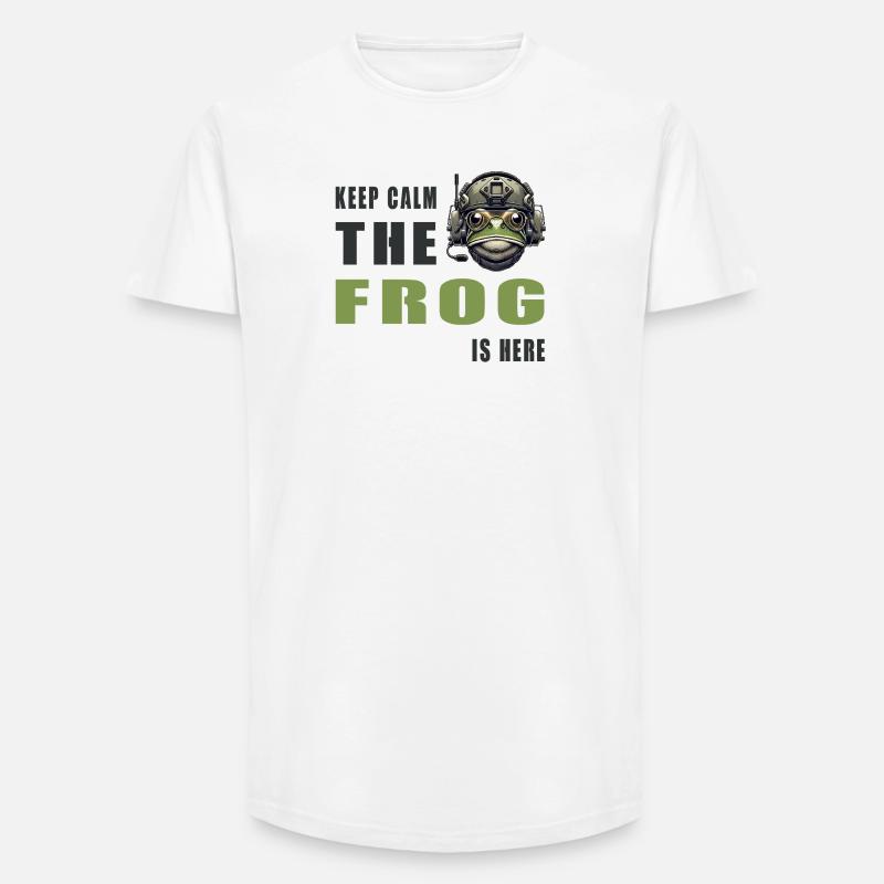 Kampffrosch – Keep Calm Style - Long Fit Männer T-Shirt - Weiß