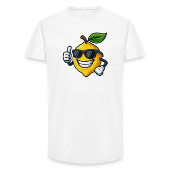 Fruité Jaune Citron Été Cool Pouce Levé - T-shirt coupe longue homme - blanc - Devant - AI Model Male 185 light (185cm)