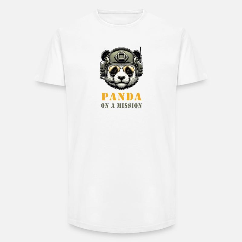 Panda en mission / Militaire - T-shirt coupe longue homme - blanc