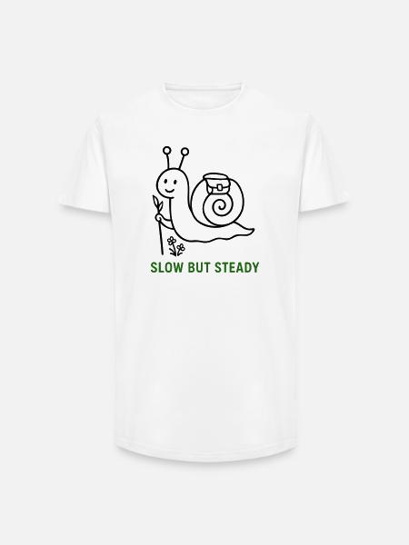Wanderschnecke Slow but Steady - Long Fit Männer T-Shirt - Weiß