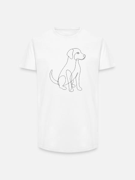 One Line Drawing - Dog - Long Fit Men's T-Shirt - white