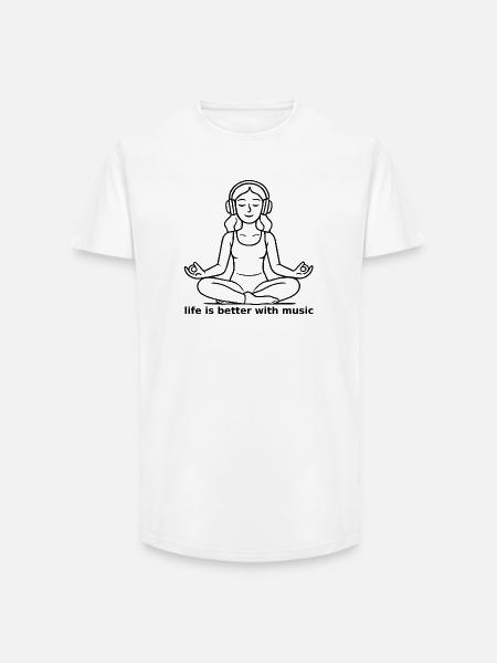 Meditation - life is better with music - Long Fit Men's T-Shirt - white