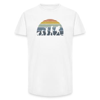 Evolution de la conception de la silhouette de l’humanité - T-shirt coupe longue homme - blanc - Devant - AI Model Male 185 light (185cm)
