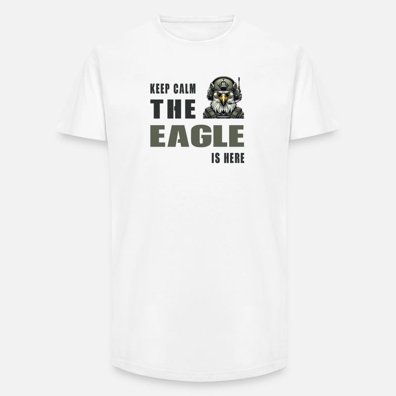 Keep Calm – The Eagle Is Here - Long Fit Männer T-Shirt - Weiß