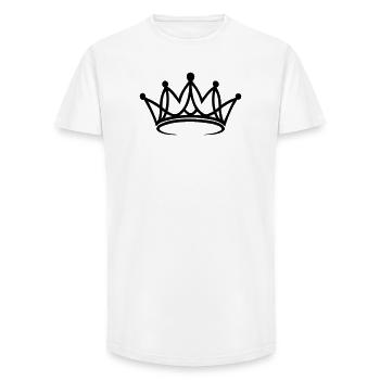 Couronne, élégante, personnalisable - T-shirt coupe longue homme - blanc - Devant - AI Model Male 185 light (185cm)