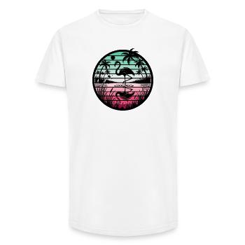 Retro Flamingo Sunset - Long Fit Men's T-Shirt - white - Front - AI Model Male 185 light (185cm)