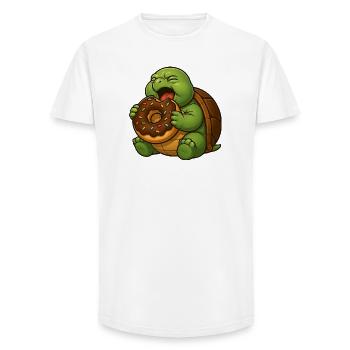 Tortue mignonne avec dessert de collation de beignet - T-shirt coupe longue homme - blanc - Devant - AI Model Male 185 light (185cm)