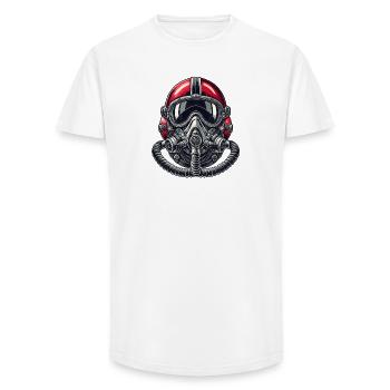 Conception du casque de pilote - T-shirt coupe longue homme - blanc - Devant - AI Model Male 185 light (185cm)