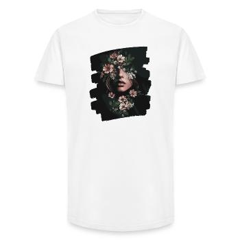 Femme Tête Fleurs Journée Internationale de la Femme Abstrait Créatif - T-shirt coupe longue homme - blanc - Devant - AI Model Male 185 light (185cm)