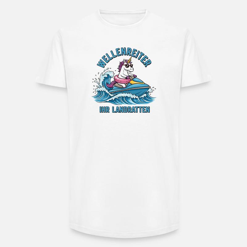 Cooles Jetski Einhorn - Long Fit Männer T-Shirt - Weiß