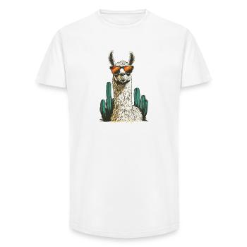 Lustiges Lama Alpaka Llama Tier Geschenk - Long Fit Männer T-Shirt - Weiß - Vorne - AI Model Male 185 light (185cm)