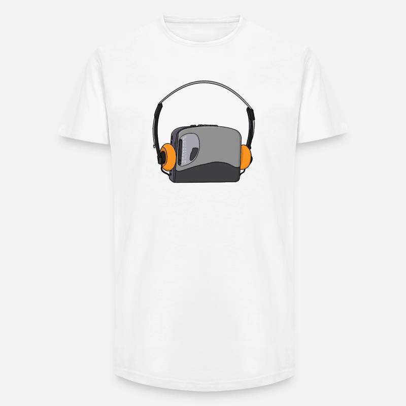 Cool Portable Cassette Audio Player - Long Fit Men's T-Shirt - white