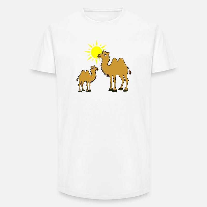 Mutter und Baby Kamel mit Sonne - Long Fit Männer T-Shirt - Weiß