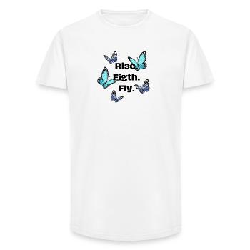 Rise. Fight. Fly - Butterfly - Long Fit Men's T-Shirt - white - Front - AI Model Male 185 light (185cm)