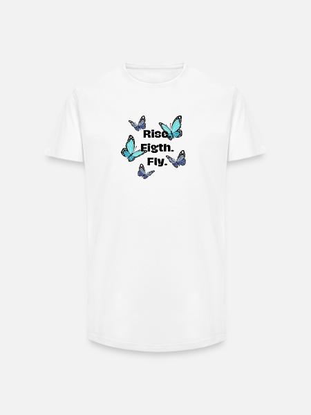Rise. Fight. Fly - Butterfly - Long Fit Men's T-Shirt - white