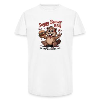 Soggy Beaver BBQ - Long Fit Men's T-Shirt - white - Front - AI Model Male 185 light (185cm)