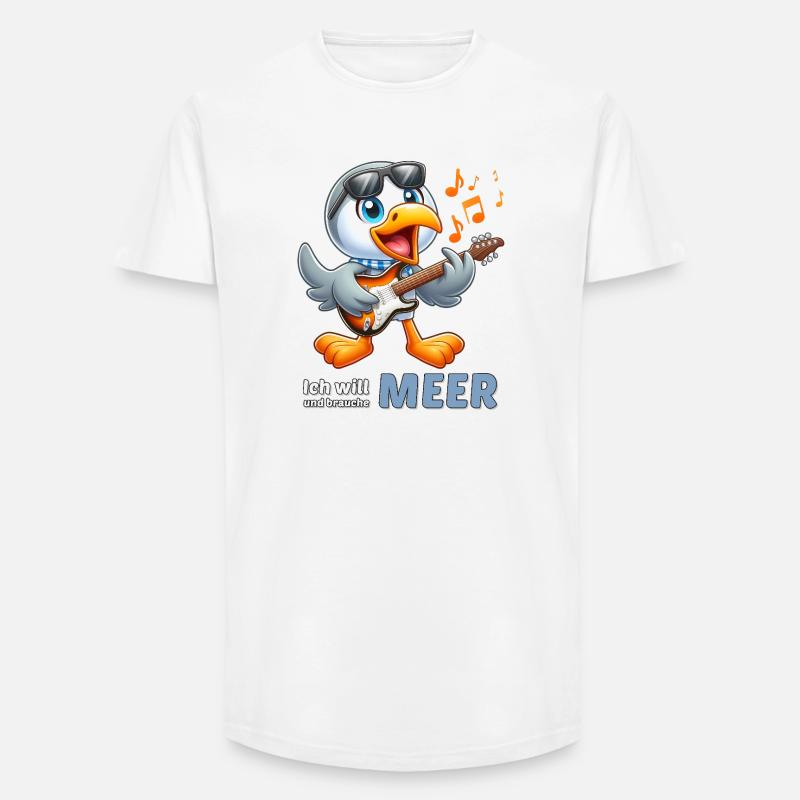 Fröhlicher Seevogel mit Gitarre - Long Fit Männer T-Shirt - Weiß