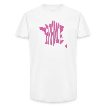 Carte de la France - T-shirt coupe longue homme - blanc - Devant - AI Model Male 185 light (185cm)