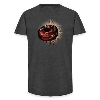 Schoko Donut Motiv mit Glasur und Streuseln - Long Fit Männer T-Shirt - Anthrazit - Vorne - AI Model Male 185 light (185cm)
