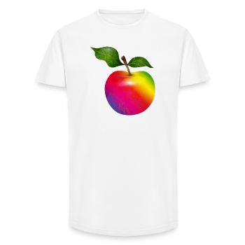 Bunter Regenbogen-Apfel mit Blättern Illustration - Long Fit Männer T-Shirt - Weiß - Vorne - AI Model Male 185 light (185cm)