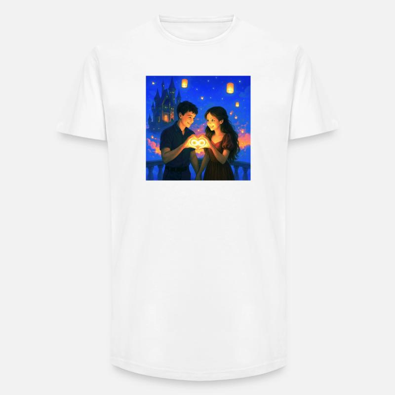 Romantisches Paar mit glühendem Infinity-Herz - Long Fit Männer T-Shirt - Weiß