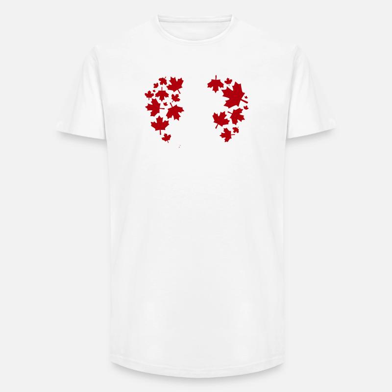 Maple Leaf Heart Pattern - Long Fit Men's T-Shirt - white