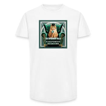 True crime cat - a case for a couch potato detective - Long Fit Men's T-Shirt - white - Front - AI Model Male 185 light (185cm)
