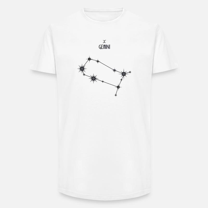 Zwillinge Sternzeichen Sternbild Schwarz & Grau - Long Fit Männer T-Shirt - Weiß
