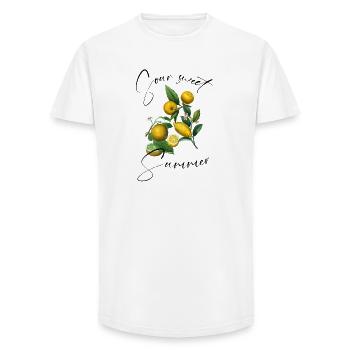 Été aigre-doux - T-shirt coupe longue homme - blanc - Devant - AI Model Male 185 light (185cm)