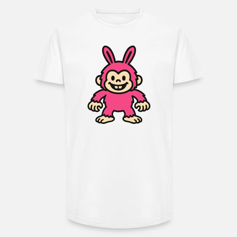 Rabbit Monkey - Long Fit Men's T-Shirt - white