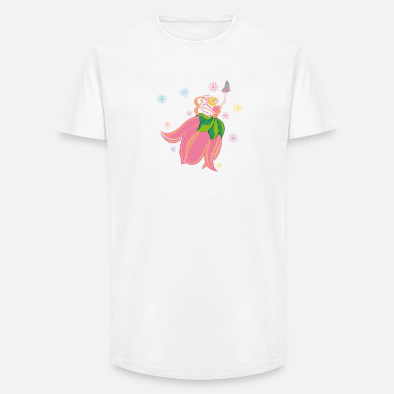 Fabelhafte Blumenfee mit Schmetterling - Long Fit Männer T-Shirt - Weiß