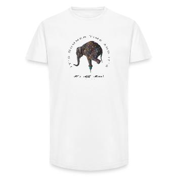 Éléphant mode  - T-shirt coupe longue homme - blanc - Devant - AI Model Male 185 light (185cm)
