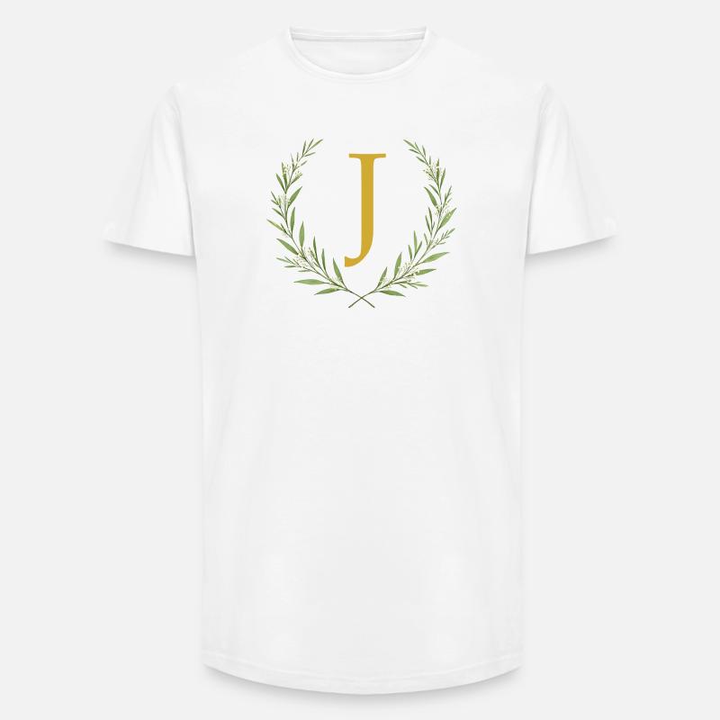 J Monogramm, Eukalyptus Kranz, personalisierbar - Long Fit Männer T-Shirt - Weiß