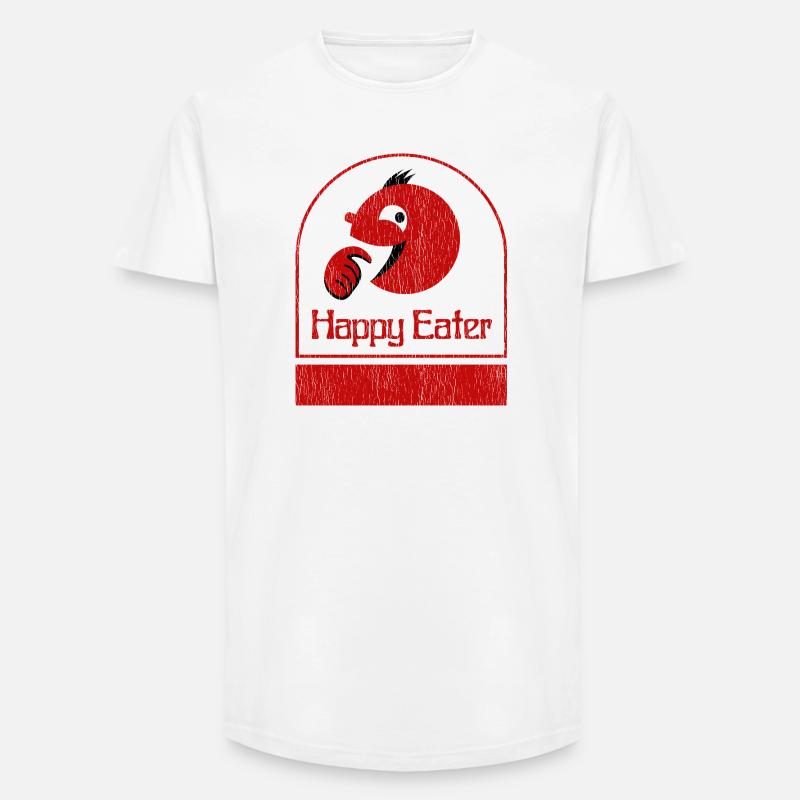Happy Eater Design Distressed - Long Fit Männer T-Shirt - Weiß