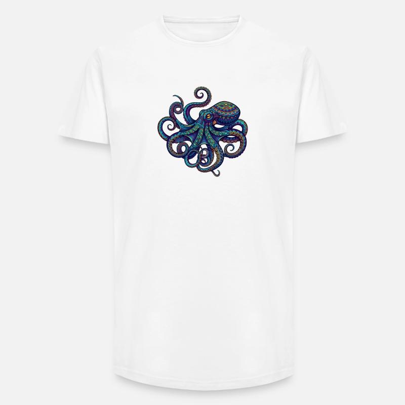 Octopus - Long Fit Männer T-Shirt - Weiß