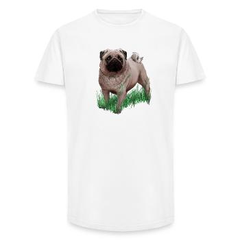Mops - Long Fit Männer T-Shirt - Weiß - Vorne - AI Model Male 185 light (185cm)